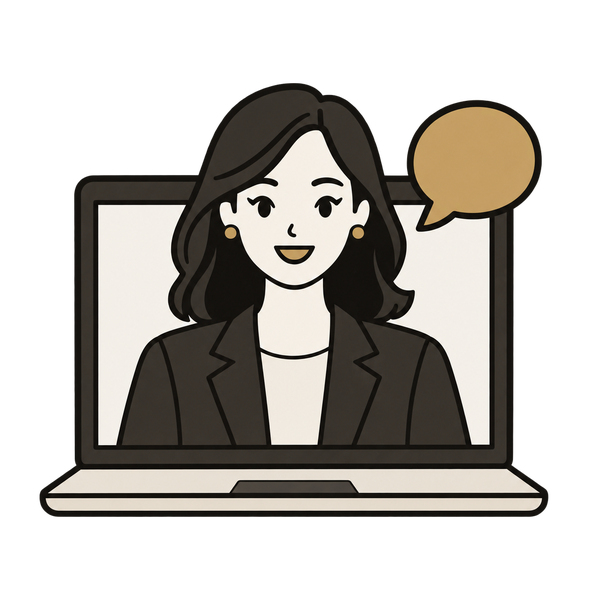Tracy on a laptop screen, coaching live